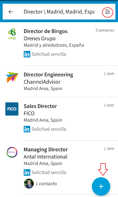 Resultados LinkedIn Job Search